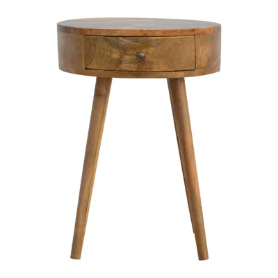 Hivvago 22" Beige Solid Wood Round One Drawer Nightstand In Brown