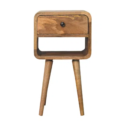 Hivvago 22" Beige Solid Wood Square One Drawer Nightstand In Brown