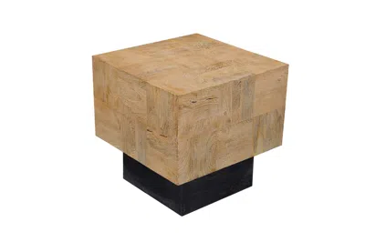 Hivvago 22" Black And Brown Solid Wood Square End Table
