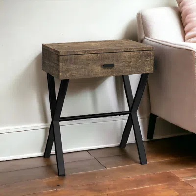 Hivvago 22" Black And Brown Wood And Metal End Table With Drawer