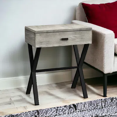 Hivvago 22" Black And Gray Wood And Metal End Table With Drawer