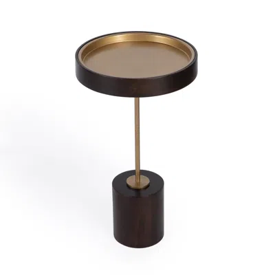 Hivvago 22" Black And Rosegold Solid Wood Round End Table