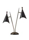 Hivvago 22" Black And Silver Metal Two Light Desk Lamp With Black Cone Shades In Black