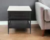 Hivvago 22" Black And White Marble Square End Table With Drawer And Shelf In Black