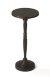 Hivvago 22" Black Distressed Aluminum Round Pedestal End Table In Black