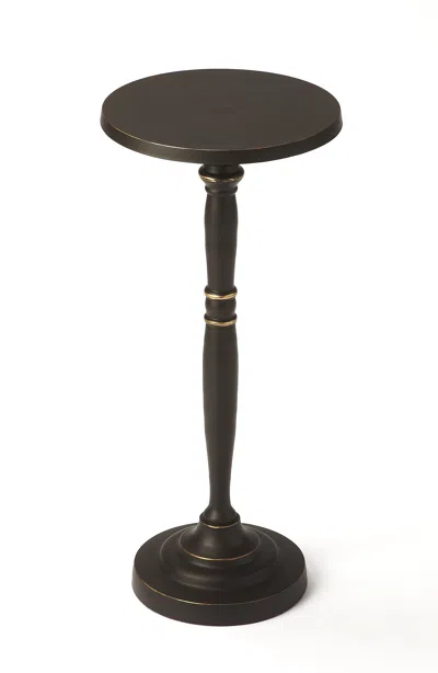 Hivvago 22" Black Distressed Aluminum Round Pedestal End Table