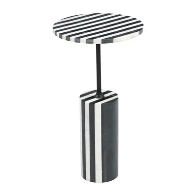 Hivvago 22" Black Marble Pedestal End Table