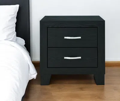 Hivvago 22" Black Solid And Manufactured Wood Two Drawer Nightstand