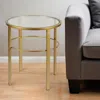 Hivvago 22" Brass And Clear Glass And Steel Round End Table In Gold