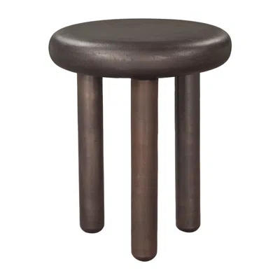 Hivvago 22" Bronze Aluminum Pedestal End Table In Gray
