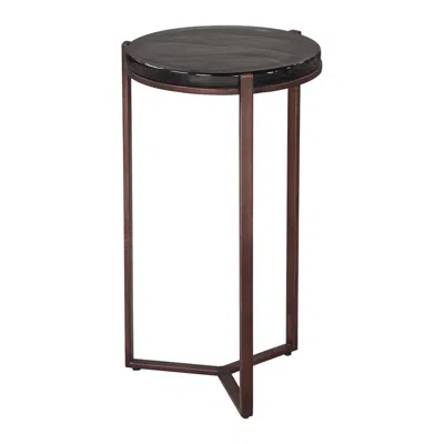 Hivvago 22" Bronze Iron Pedestal End Table In Brown