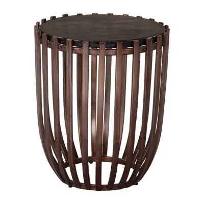 Hivvago 22" Bronze Iron Pedestal End Table In Brown