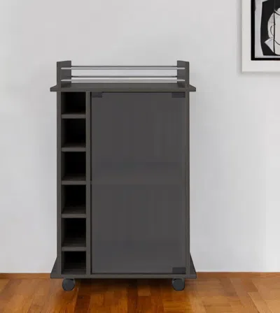 Hivvago 22" Brown And Black Open Shelving Bar Cart And Coffee Table