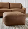 Hivvago 22" Brown Genuine Leather Pouf Ottoman In Brown