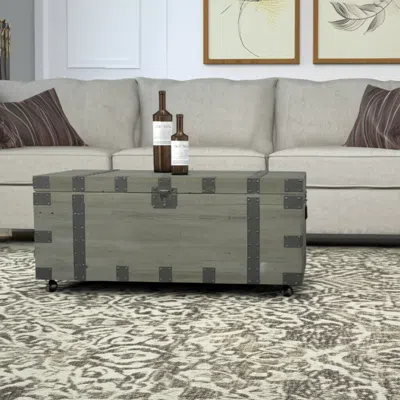 Hivvago 22" Brown Reclaimed Wood Distressed Trunk Coffee Table In Multi