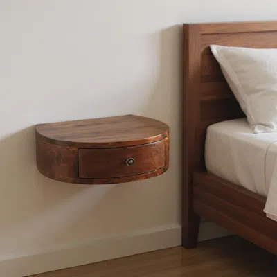 Hivvago 22" Brown Solid Wood One Drawer Floating Nightstand