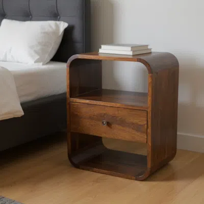 Hivvago 22" Brown Solid Wood One Drawer Nightstand