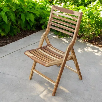 Hivvago 22" Brown Solid Wood Outdoor Folding Dining Chair