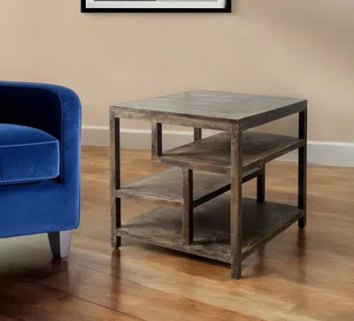Hivvago 22" Brown Solid Wood Square End Table