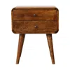 Hivvago 22" Brown Solid Wood Two Drawer Nightstand In Brown