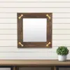 Hivvago 22" Brown Wood With Gold Bows Square Accent Mirror In Brown