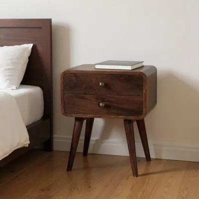 Hivvago 22" Chestnut Solid Wood Two Drawer Nightstand In Brown
