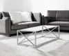 Hivvago 22" Clear And Silver Glass And Iron Coffee Table In Silver