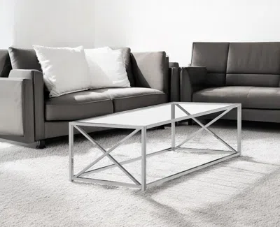 Hivvago 22" Clear And Silver Glass And Iron Coffee Table