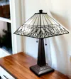Hivvago 22" Dark Brown Metal Two Light Candlestick Table Lamp With White Shade In Brown