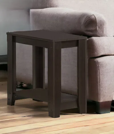 Hivvago 22" Dark Brown Wood End Table With Shelf