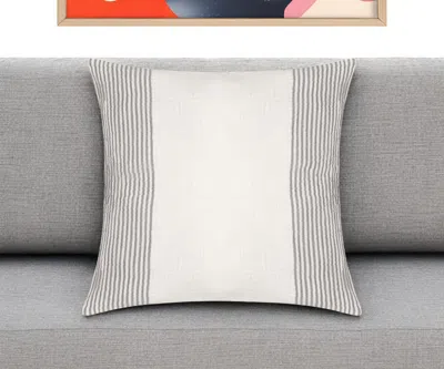 Hivvago 22" Gray And Ivory Striped Cotton Throw Pillow