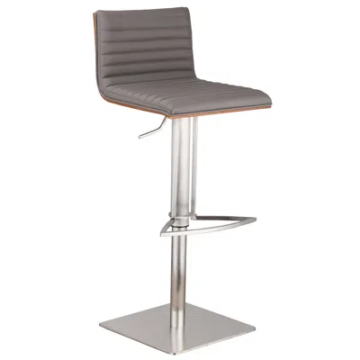 Hivvago 22" Gray And Silver Iron Swivel Low Back Adjustable Height Bar Chair
