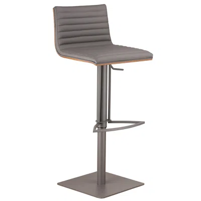Hivvago 22" Gray Iron Swivel Low Back Adjustable Height Bar Chair