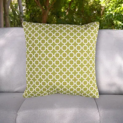 Hivvago 22" Green And White Quatrefoil Indoor Outdoor Throw Pillow