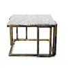 Hivvago 22 Inch Granite Top Plant Stand, Cast Iron Frame, Gray, Black, Gold In White