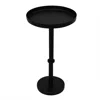 Hivvago 22 Inch Modern Iron Side End Table, Round Tray Like Top With Sleek Column Support, Black In Black