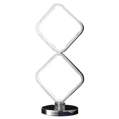 Hivvago 22 Inch Table Lamp, Square Led Light, Modern Accent Metal Base, Chrome In Silver