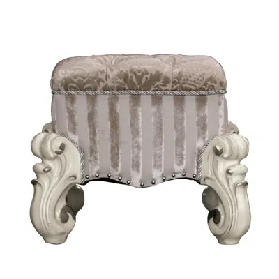 Hivvago 22" Ivory And Bone Fabric Floral Tufted Vanity Chair In Neutral