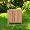 Hivvago 22" Natural Solid Wood Indoor Outdoor Square Planter Box In Brown