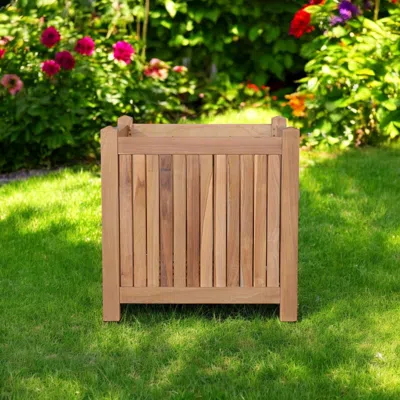 Hivvago 22" Natural Solid Wood Indoor Outdoor Square Planter Box In Brown