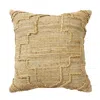Hivvago 22" Natural Trellis Jute Throw Pillow With Embroidery In Brown