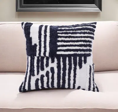 Hivvago 22" Navy And White Geometric Cotton Throw Pillow In Black