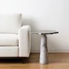 Hivvago 22" Silver And White Aluminum And Marble Pedestal End Table In Multi