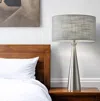 Hivvago 22" Silver Metal Table Lamp With Gray Drum Shade In Gray