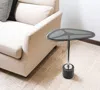 Hivvago 22" Smoky Black And Silver Aluminum Glass And Marble Pedestal End Table In Gray