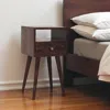 Hivvago 22" Walnut Solid Wood Square One Drawer Nightstand In Brown