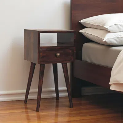 Hivvago 22" Walnut Solid Wood Square One Drawer Nightstand In Brown