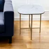 Hivvago 22" White And Gold Ceramic And Metal Square End Table In Neutral
