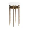 Hivvago 22" White Iron Pedestal End Table In Metallic