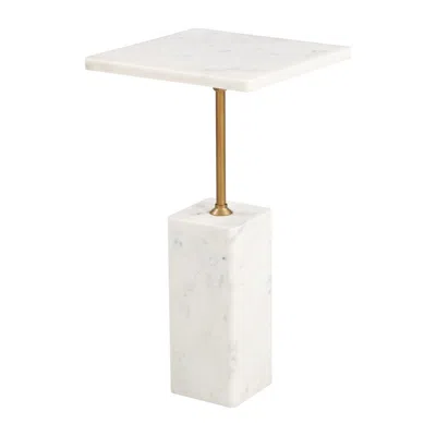Hivvago 22" White Marble Pedestal End Table